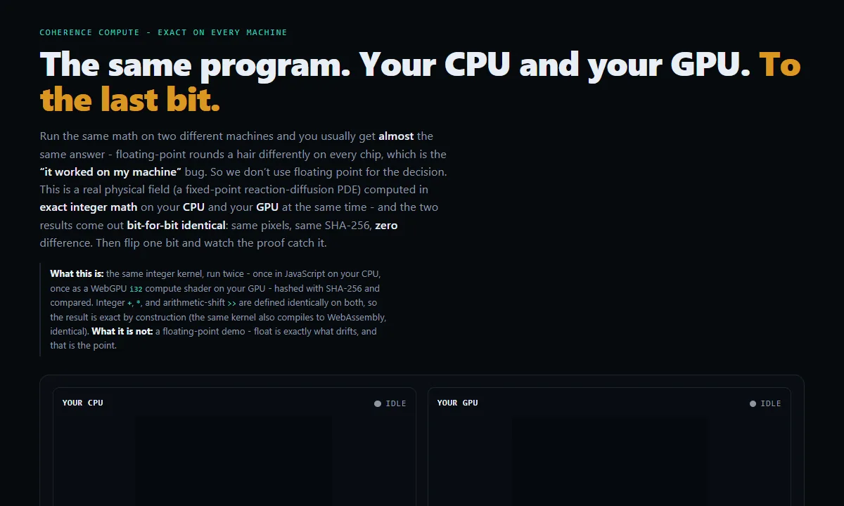 CPU = GPU, to the Last Bit preview